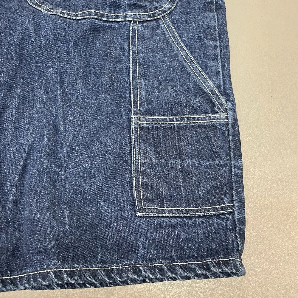 VTG Fubu Carpenter Shorts Men‎ 32 Blue Baggy Denim Embroidered Wide Leg Y2K Rap